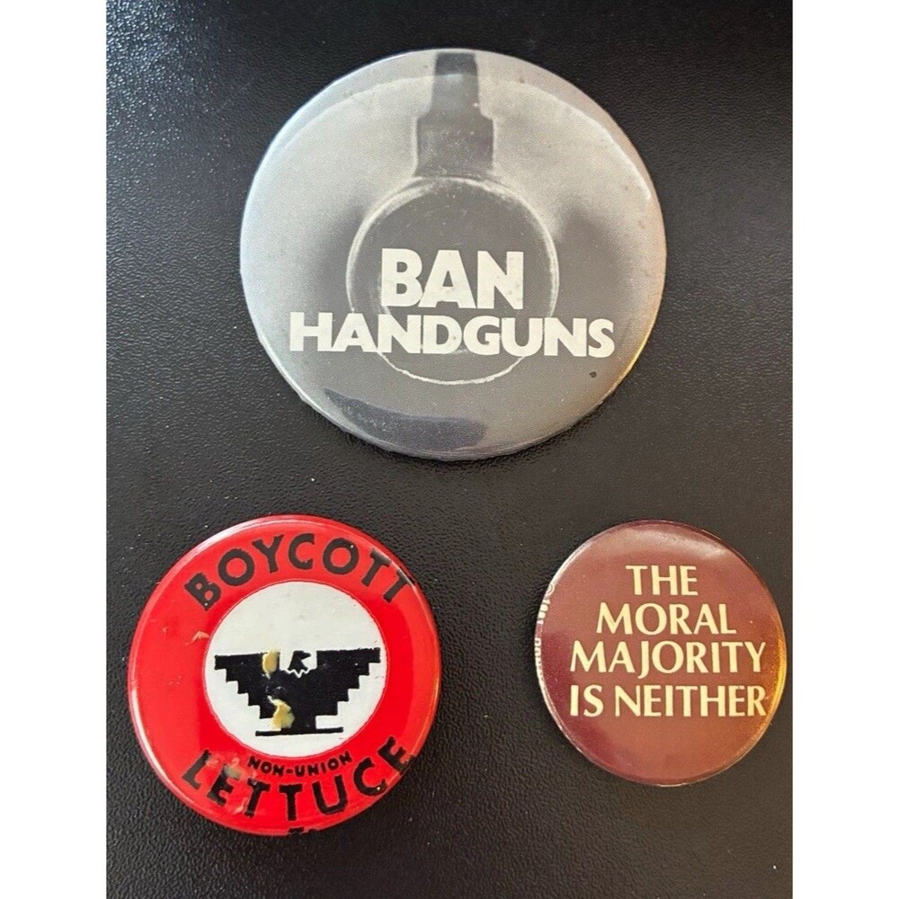Vintage Political Pinback Buttons, Lot of 3